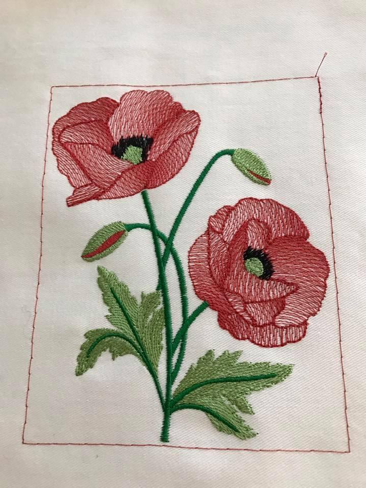 Poppies free machine embroidery design