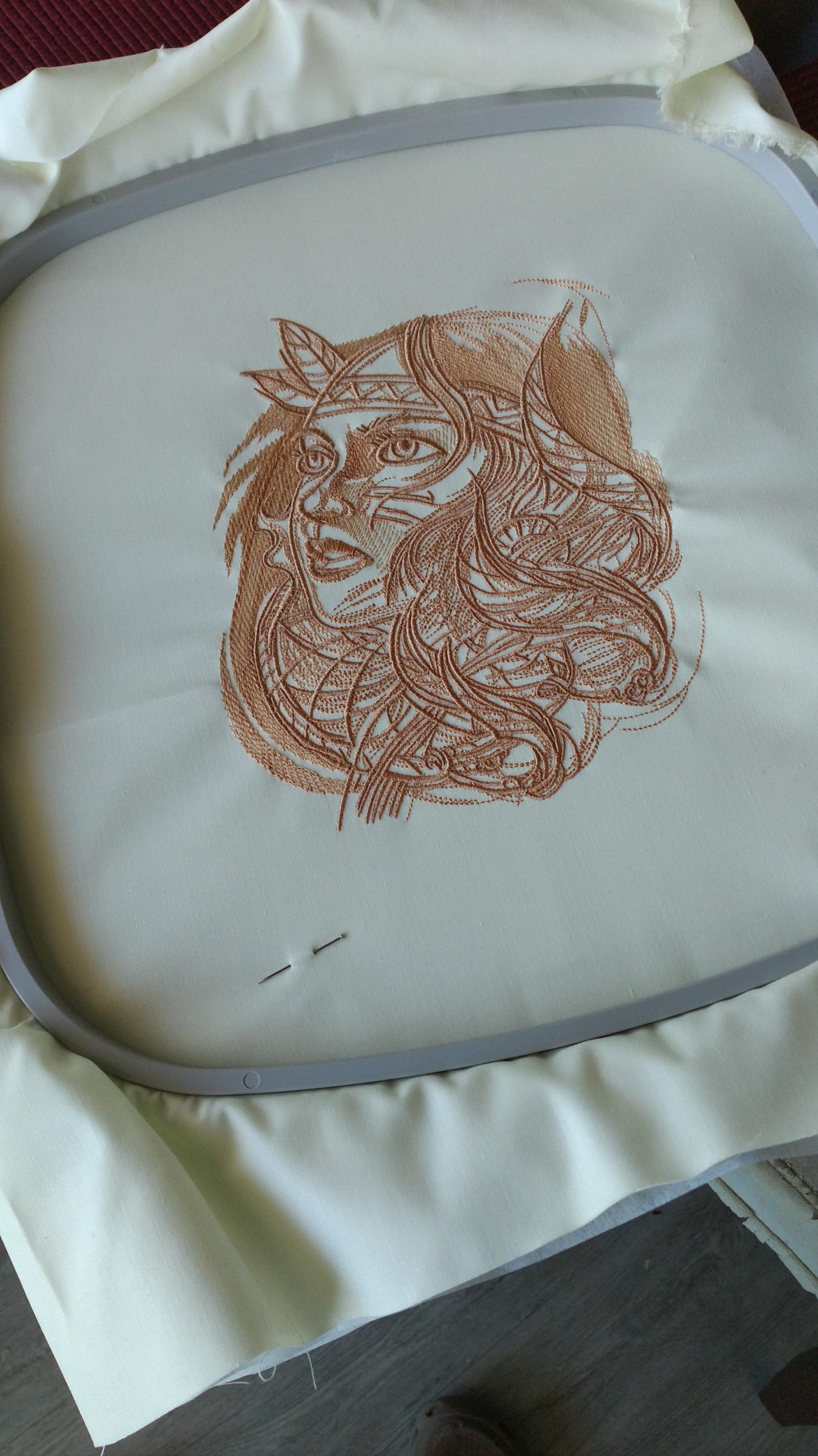 Young woman portrait embroidery design