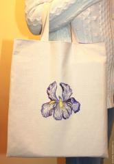 Elevate Your Style with a Charming Embroidered Iris Flower Bag