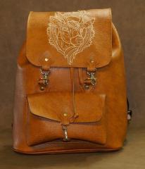 The Stylish and Elegant Deer Head embroidery design Leather Backpack