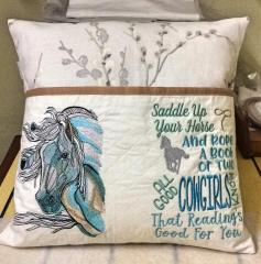 Embroidered cushion with dreamy horse design