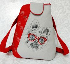 Adorable Backpack with Little Terrier Embroidery design