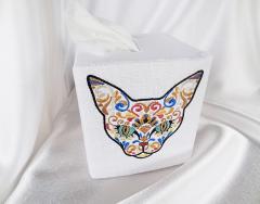 Embroidered box mexican cat