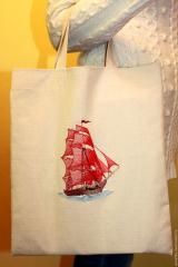 Discover Captivating Bag with Red Sails Ship Free Embroidery Design
