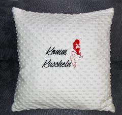Embroidered cushion with girl's silhouette