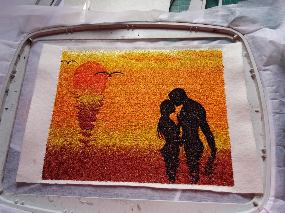 Summer romantic free machine embroidery design