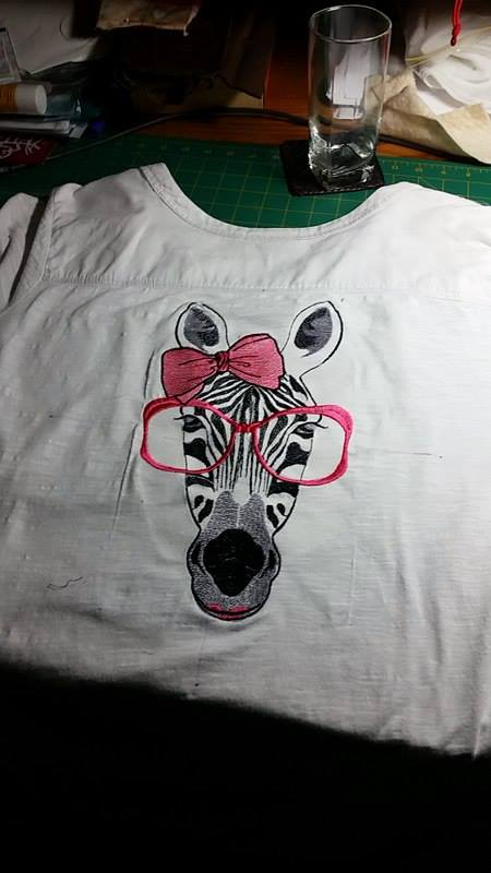 Embroidered blouse with Zebra in glasses free design