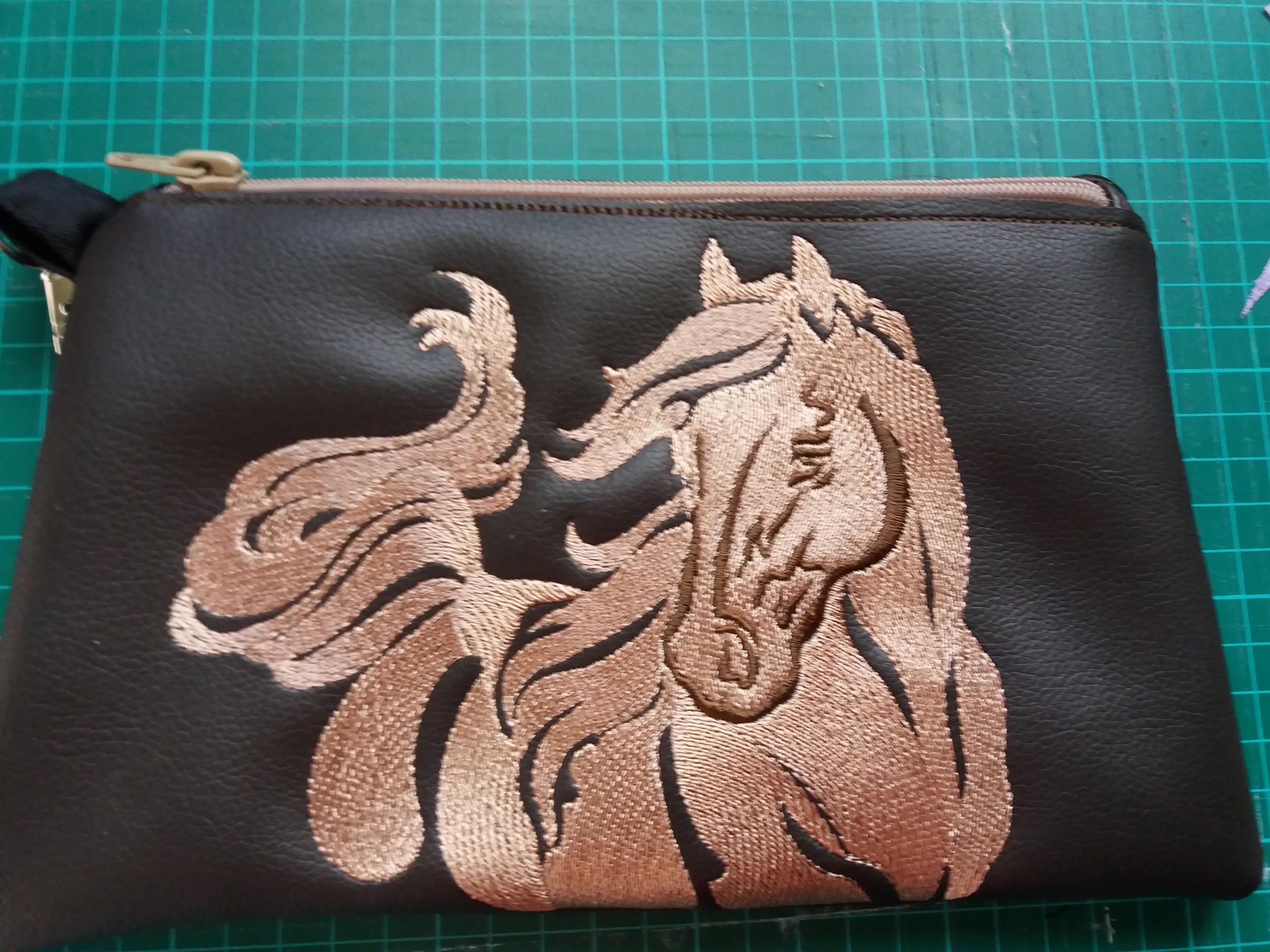 Embroidered handbag with Running horse design