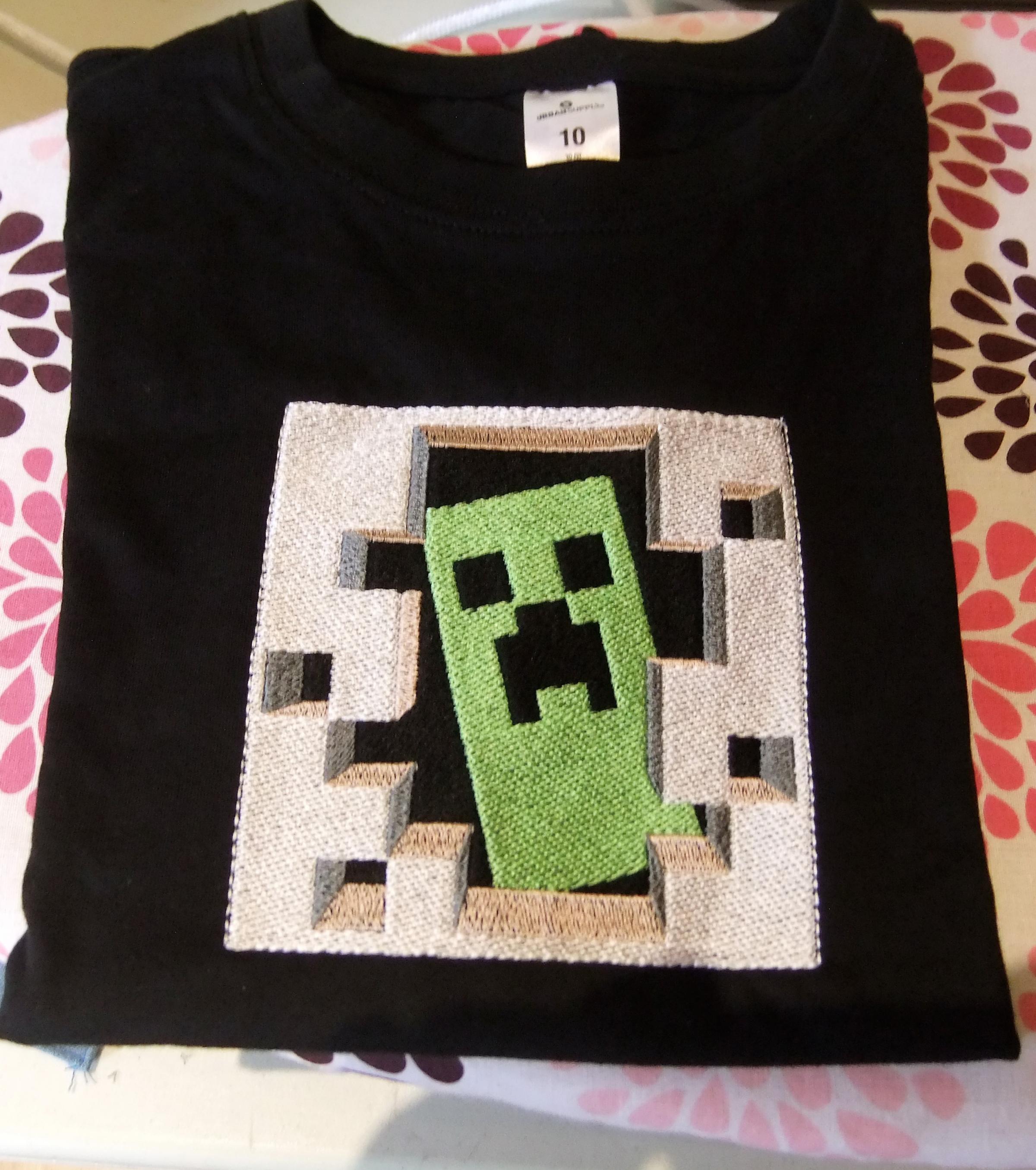 Embroidered girls shirt with Minecraft design