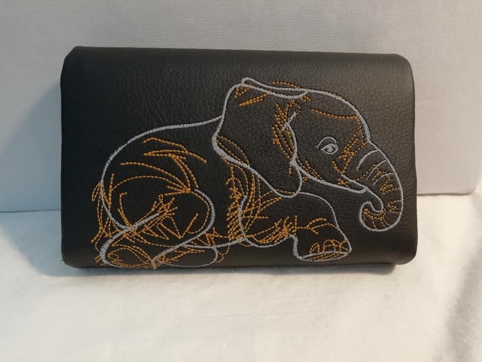 Add Personality to Wallet with Elephant Sketch Embroidered Design
