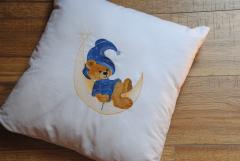 Embroidered cushion Teddy bear wizard