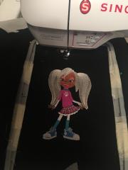 Merry cartoon girl free embroidery design on hoop