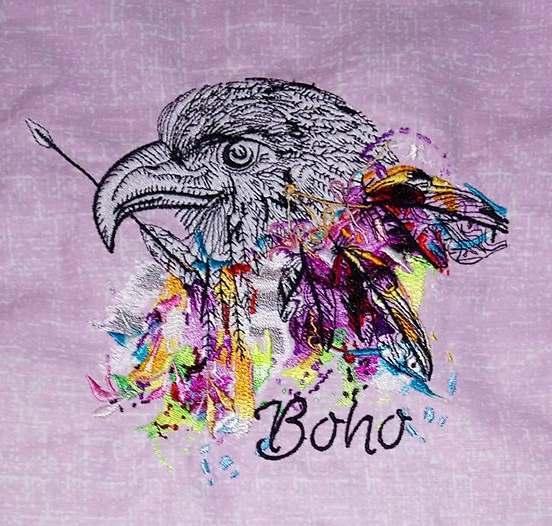Boho eagle embroidery design