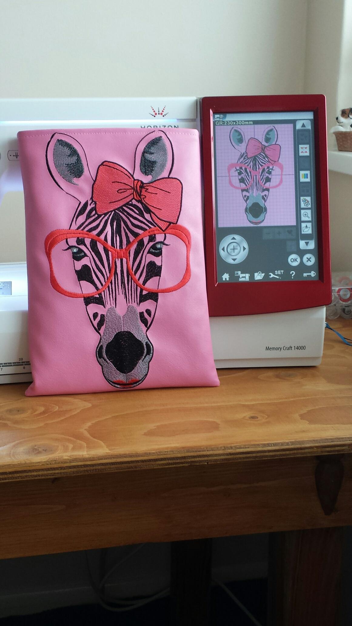 zebra with glasses free embroidery design
