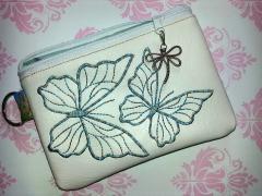 Handbag with Blue butterfies embroidery design