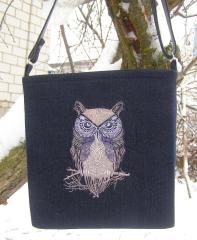 Cotton Bag and Eye-Catching Tribal Forest Owl Embroidery Design