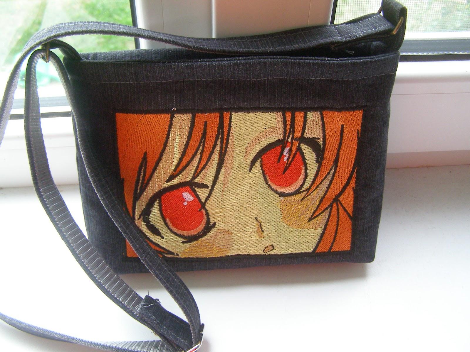 Embroidered bag with Anime eyes design