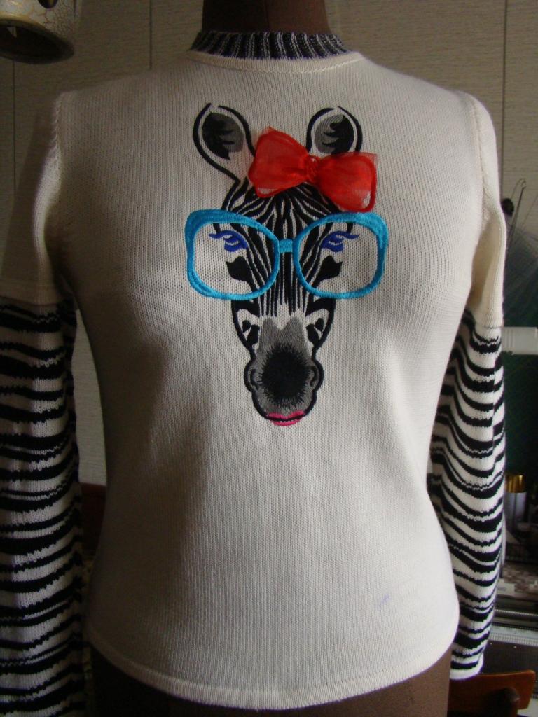 Sweater with Zebra free embroidery design