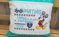 Embroidered cushion with Mickey design