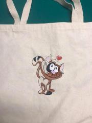 Everywhere You Go with a Bag Featuring Cat in Love Embroidery Design