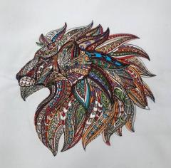 Mosaic lion embroidery design
