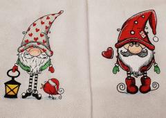Two Christmas gnomes embroidery design