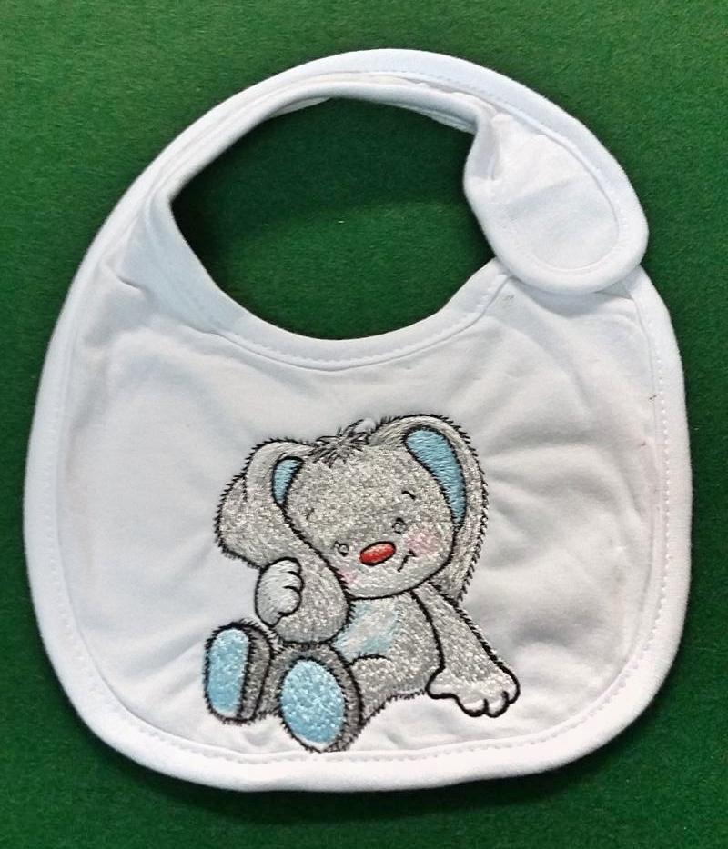 Embroidered bib with Funny bunny design