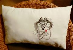 Embroidered cushion with Drinking cat free design