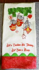 Embroidered napkin with Christmas mouses design
