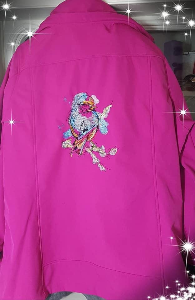 Embroidered jacket with Winter bird design