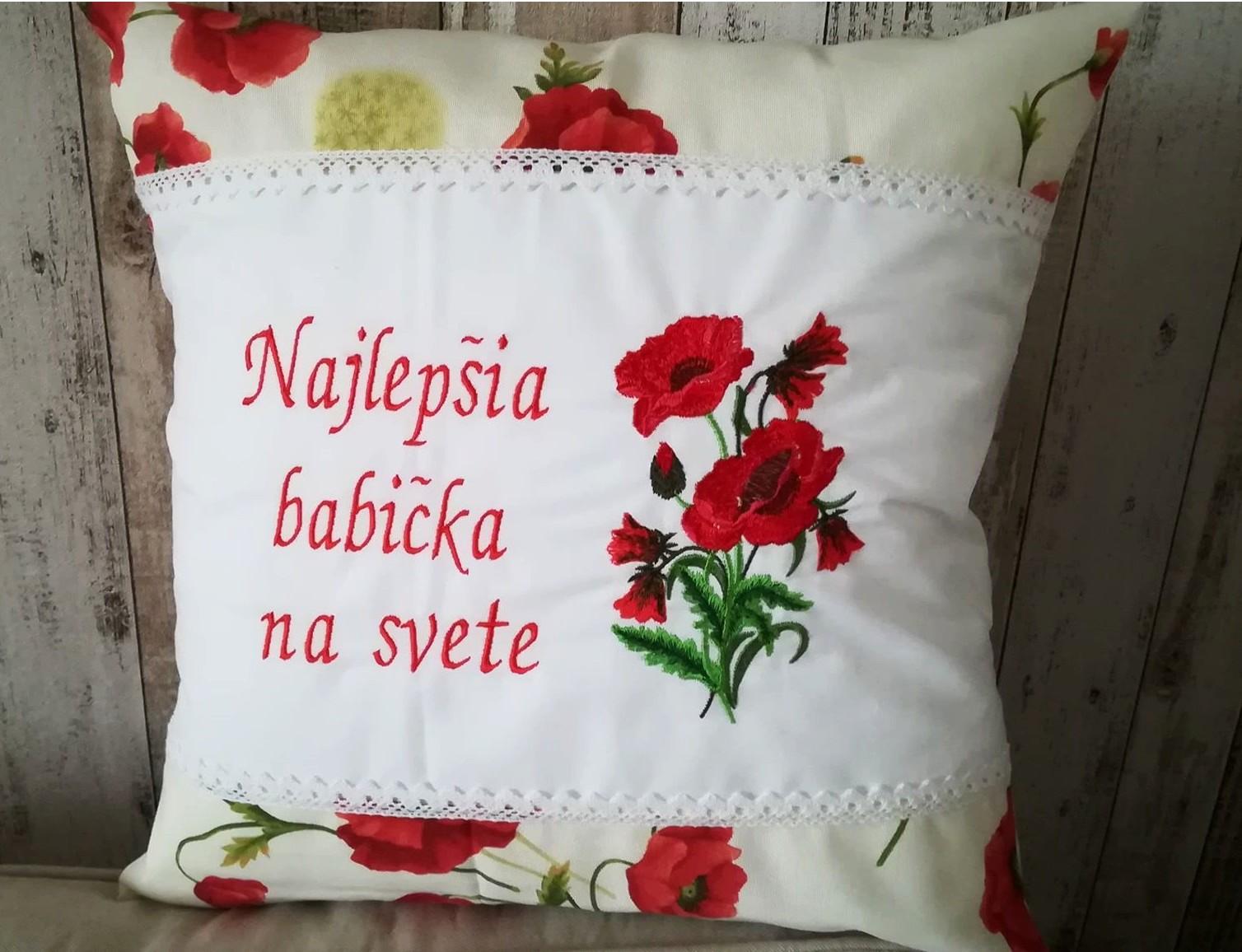 Embroidered cushion with Poppies free design