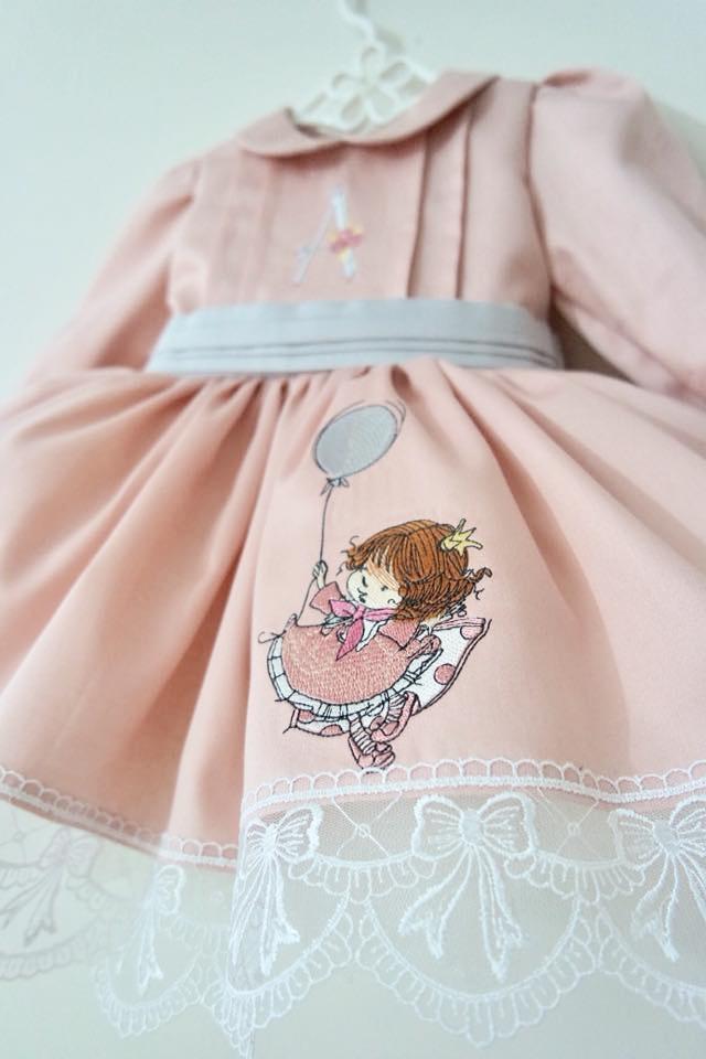 Embroidered dress with Little girl design