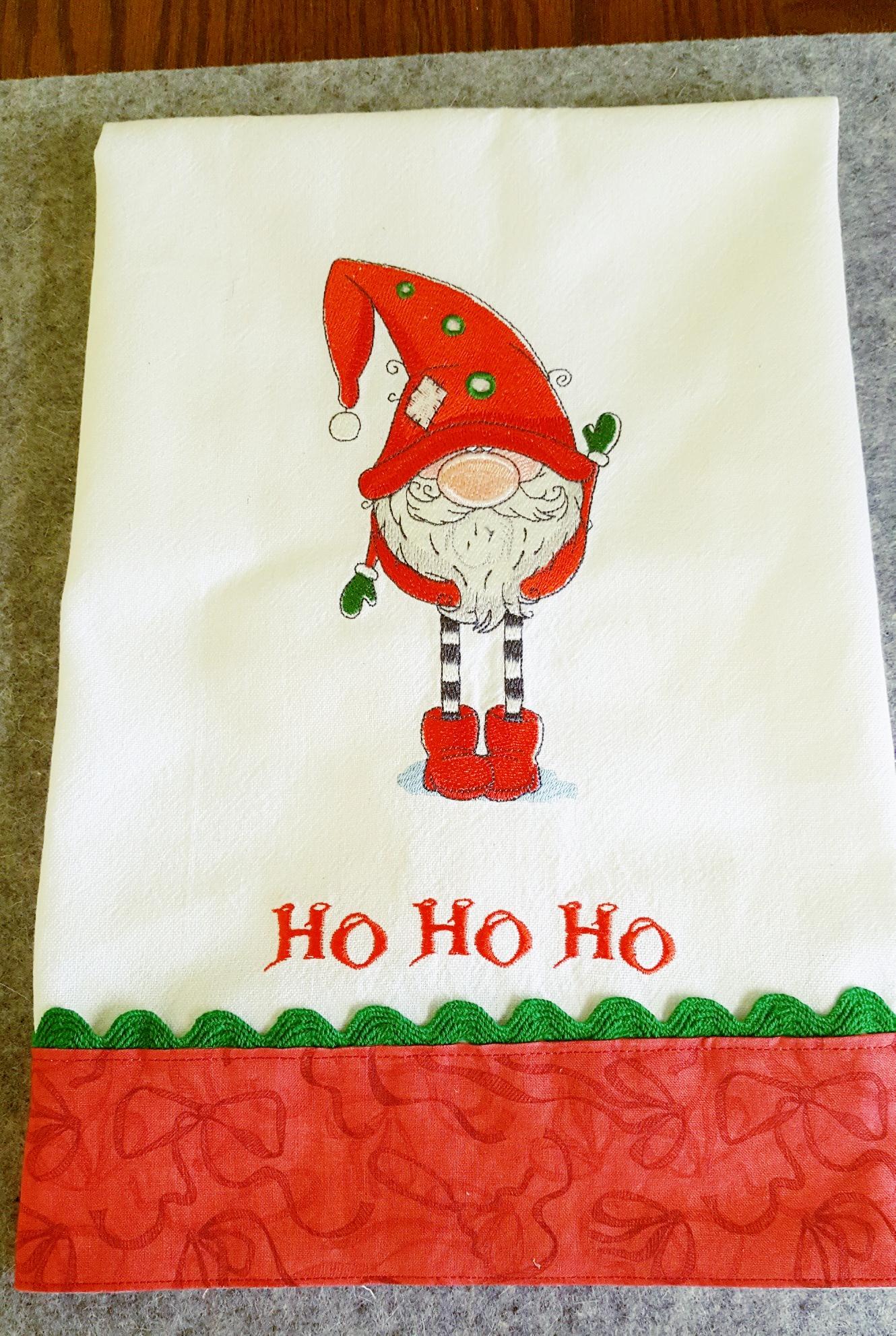 Embroidered napkin with Gnome design