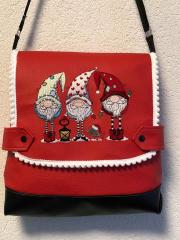 Embroidered bag with Three gnomes design
