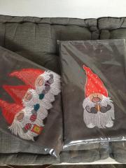 Embroidered pillowcases with Gnomes design