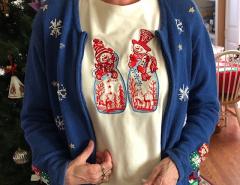 Embroidered T-shirt with two snowmen