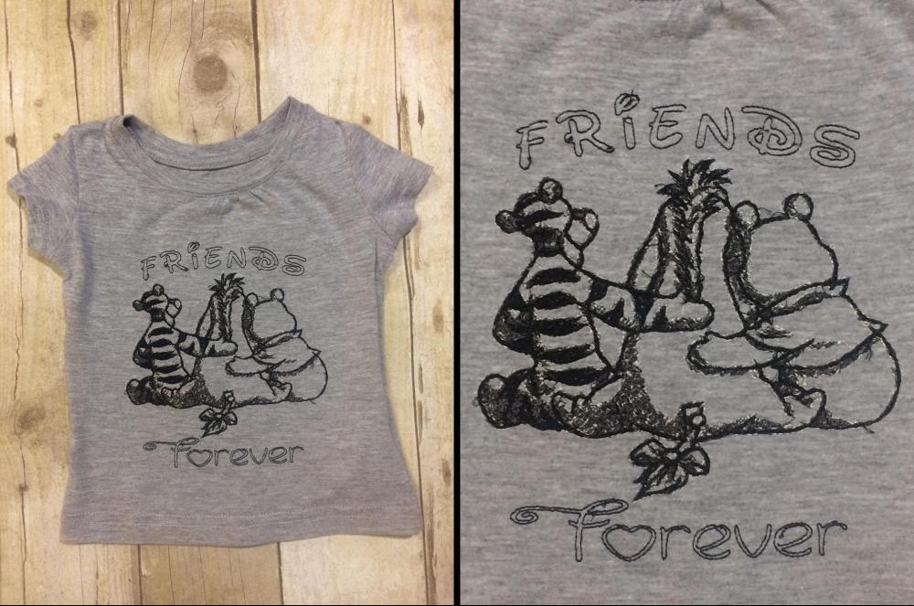 Embroidered t-shirt with Winnie Pooh free design