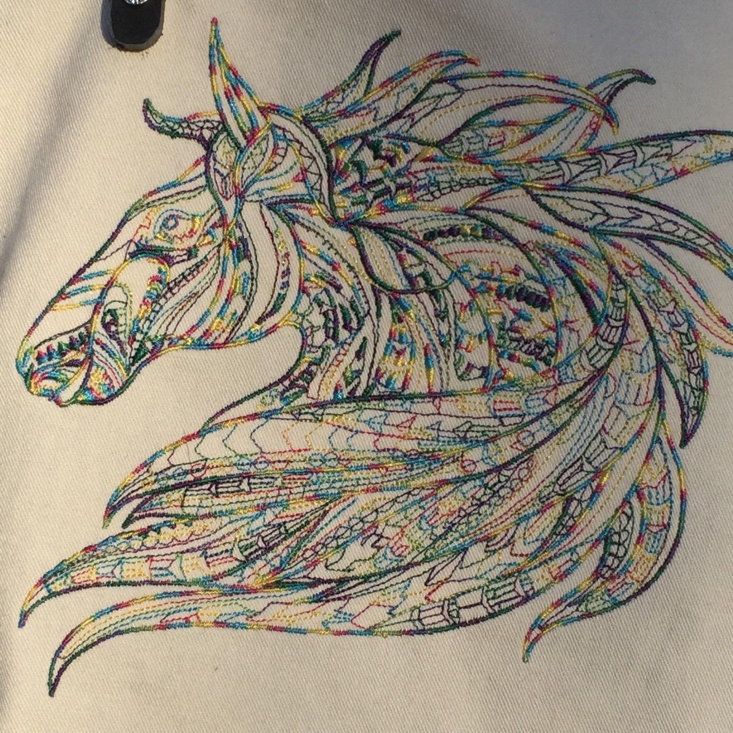 Mosaic horse embroidery design