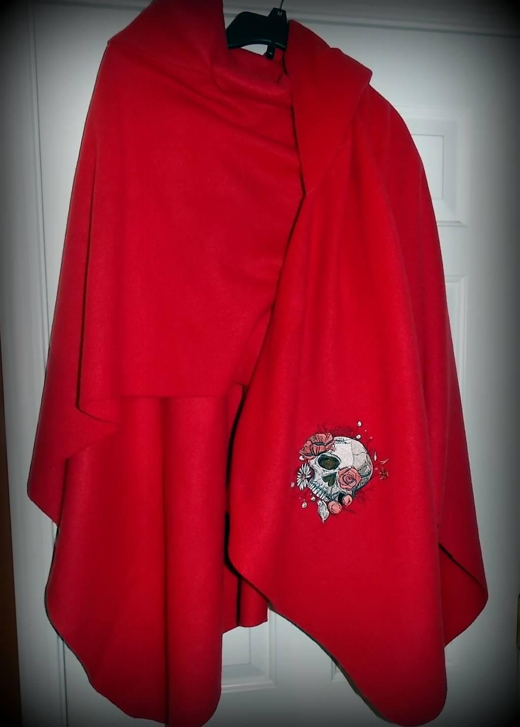 Embroidered scarf with Skull design