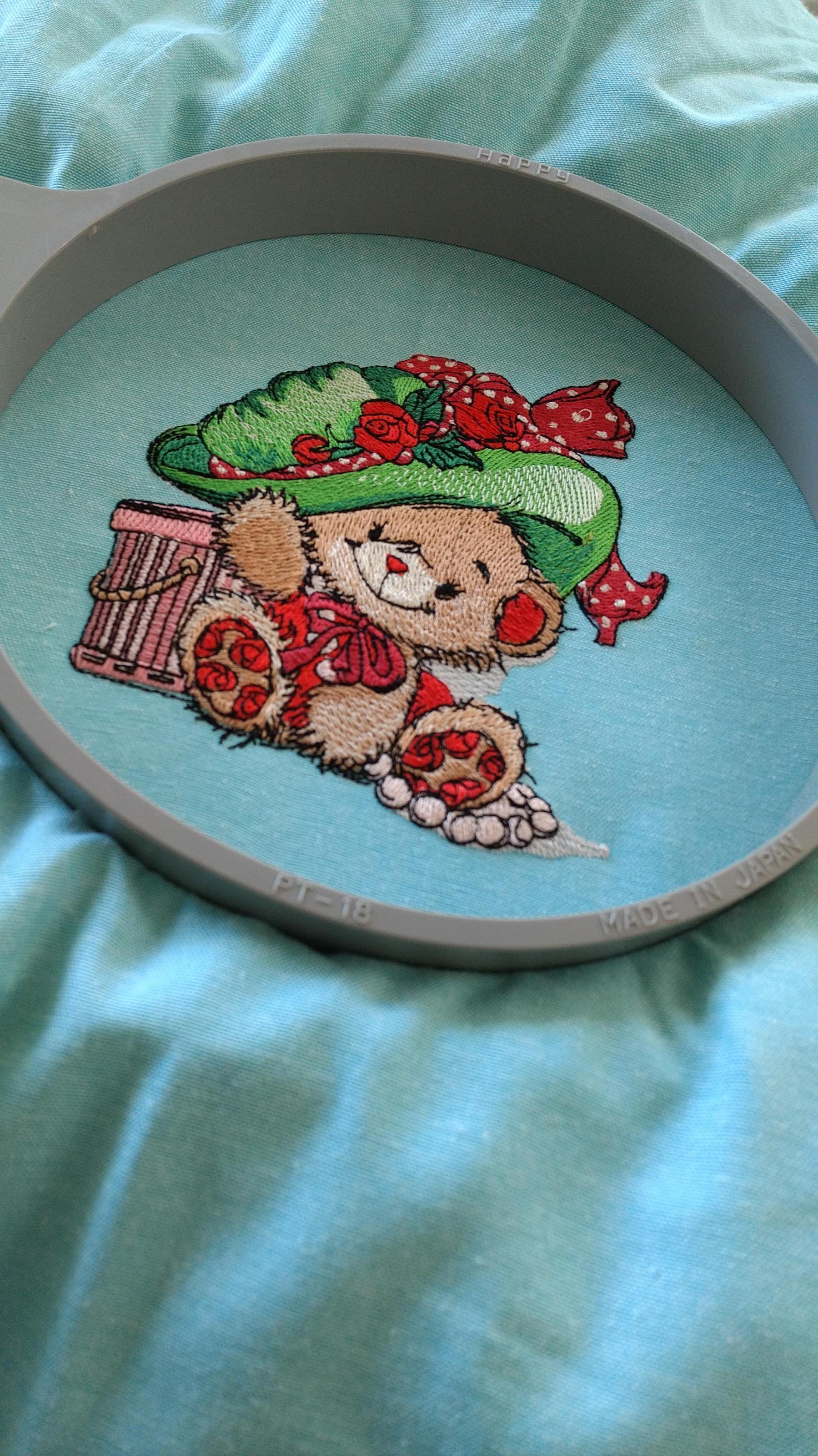Teddy Bear fashion machine embroidery design in hoop