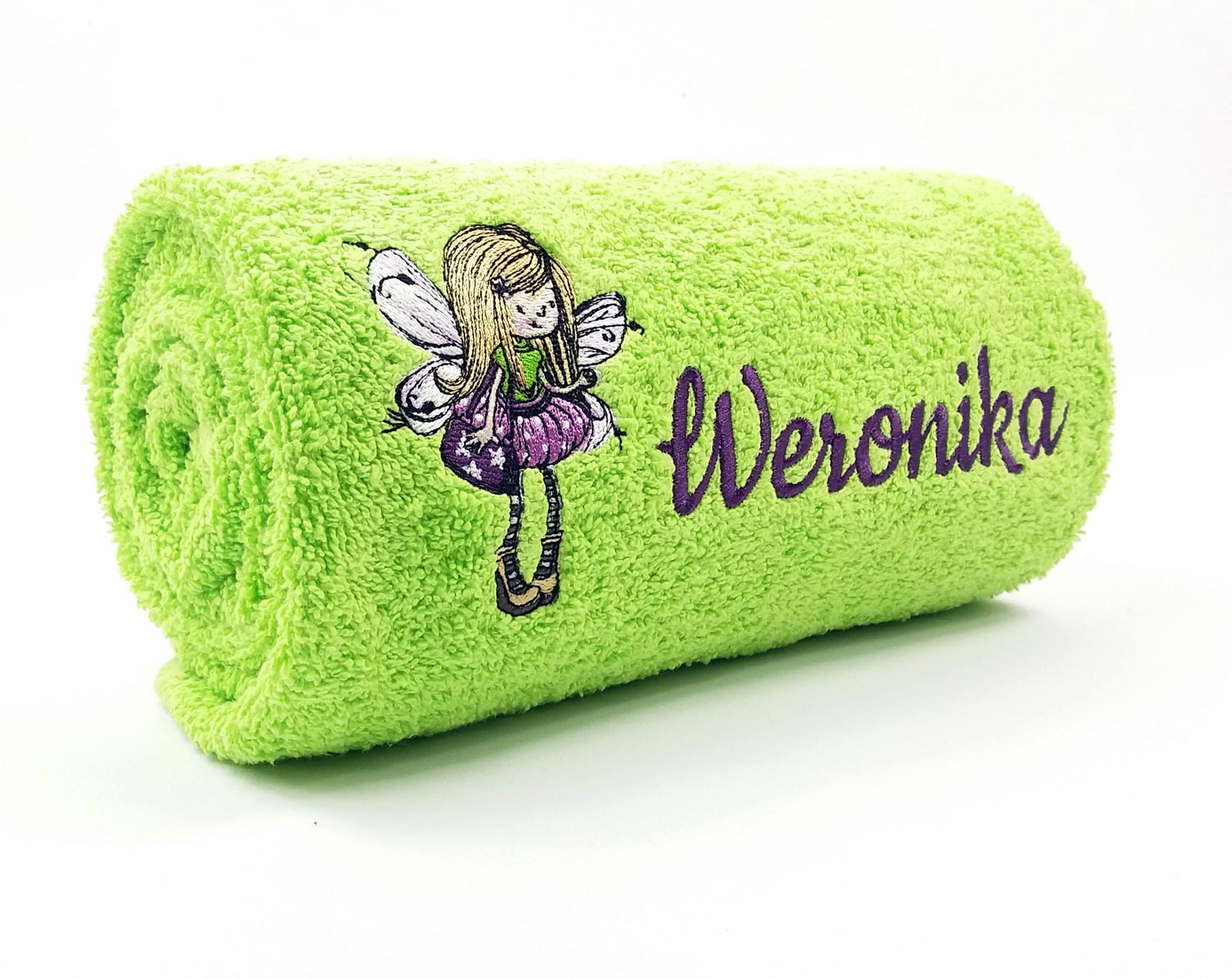 Embroidered towel with fairy design