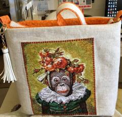 Unleash Playful Side with Renaissance Monkey Embroidered Women's Bag