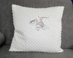 Embroidered cushion with Cat and mouse free design