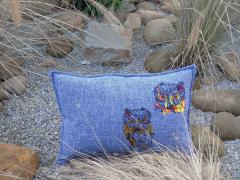 Embroidered cushion with Owls design