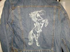 Jeans jacket with Horse free embroidery design