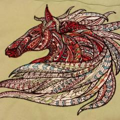 Mosaic horse embroidered design