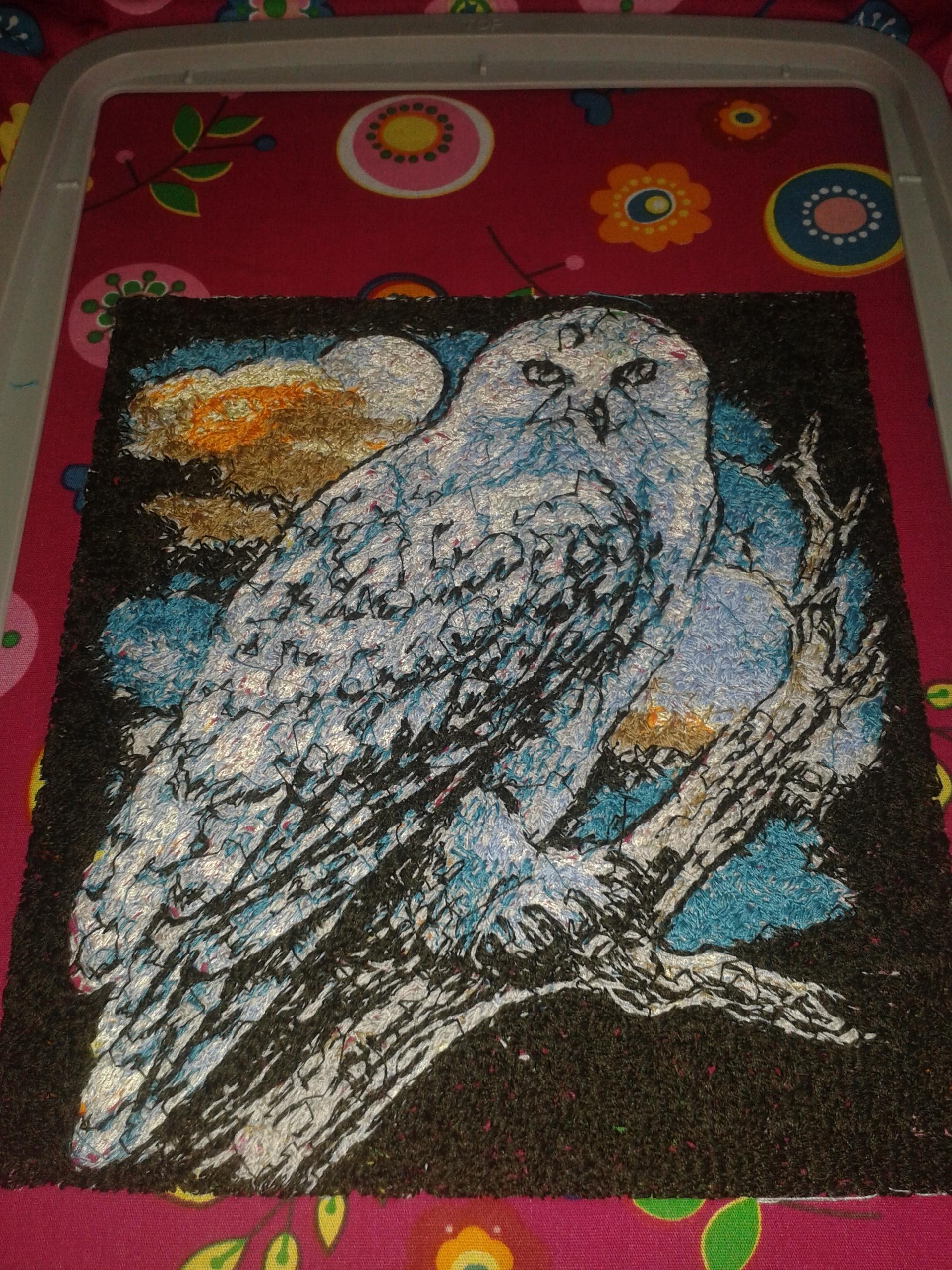 Polar owl embroidery design