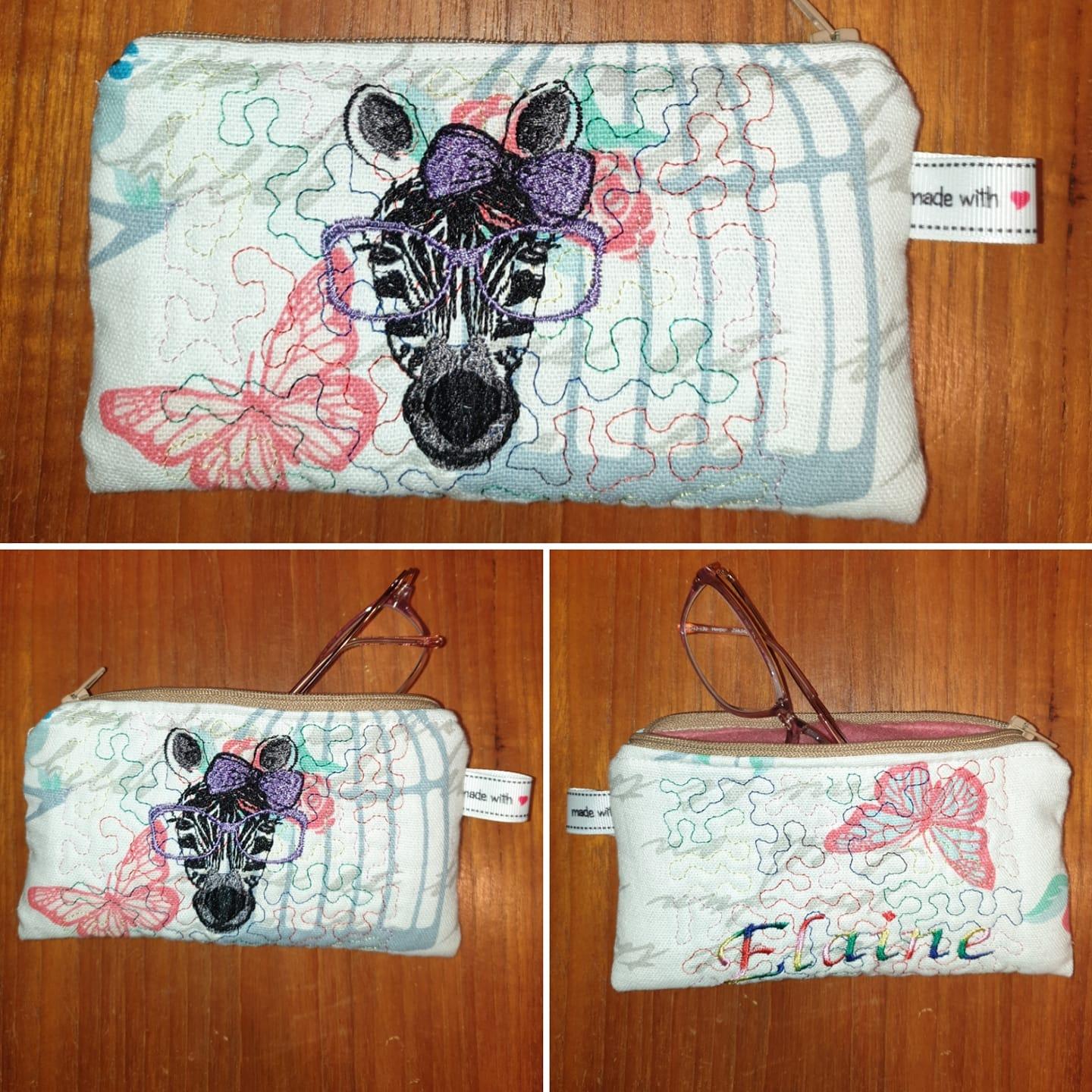 Crafting Cases with Stylish Zebra with Glasses Embroidery Design