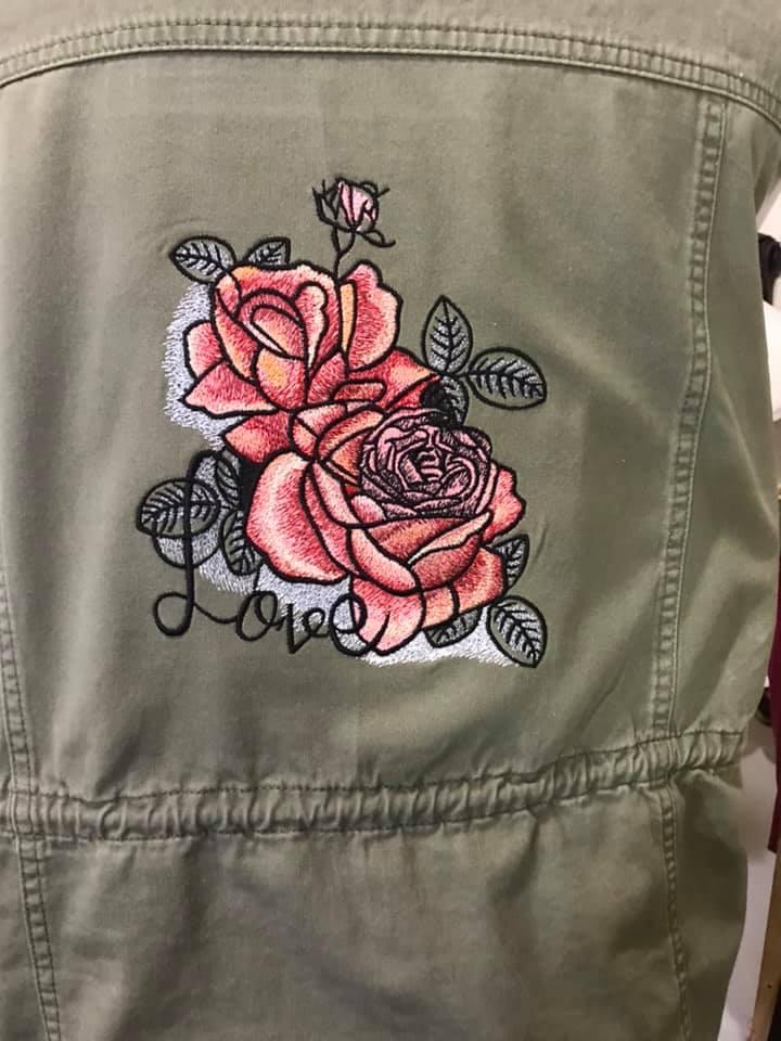 Embroidered jacket with Roses design