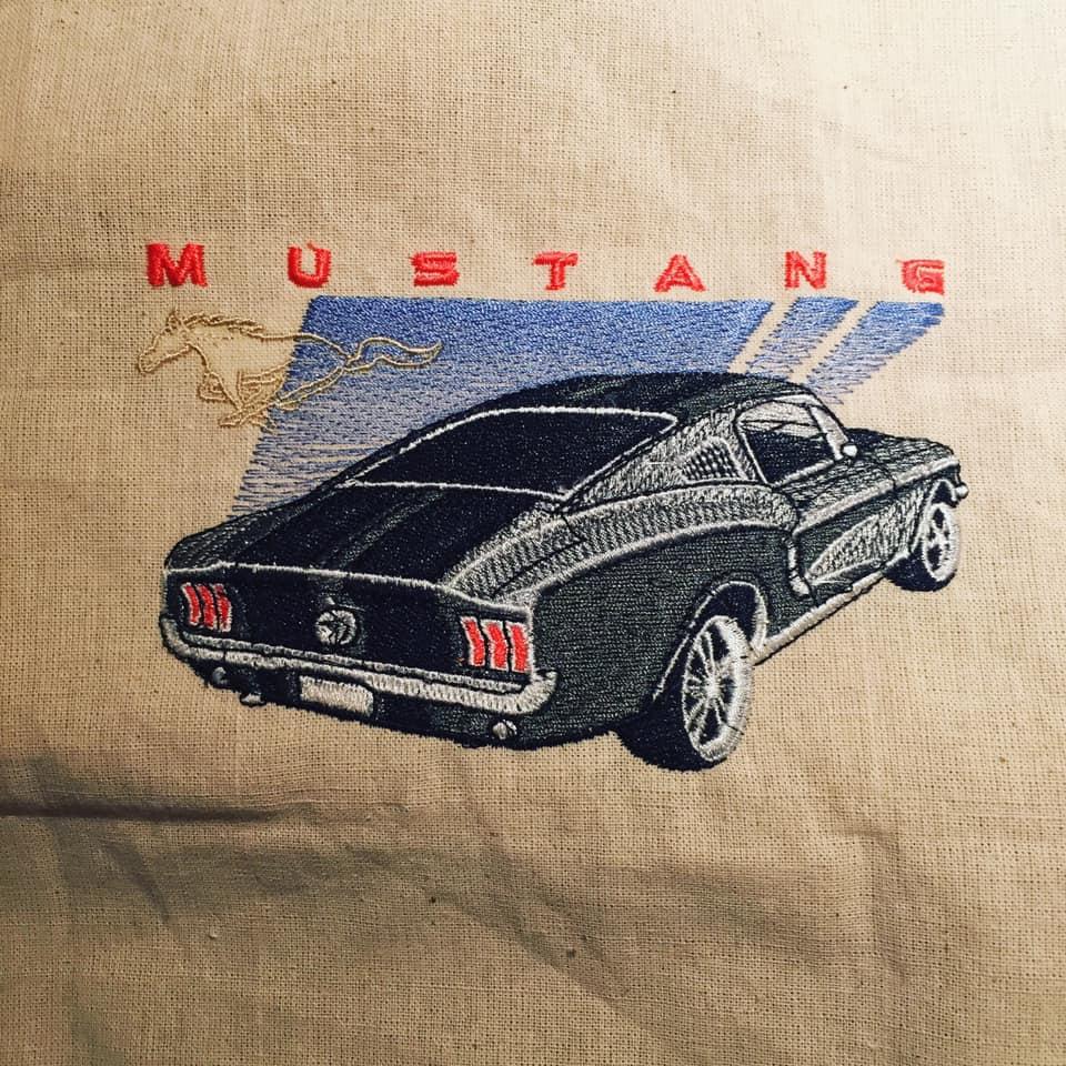Mustang embroidery design
